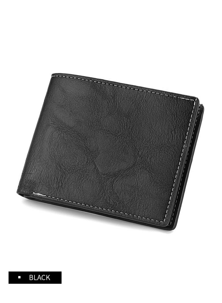 Multi slot card holder horizontal retro wallet ultra-thin leather wallet  - Image 1