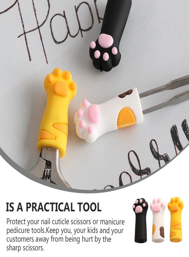 VOSAREA 9pcs Cat Paw Protector Scissors Safety Scissors Tip Cap Cuticle Manicure Tools Cover Animal Nippers Cover Metal Shears Nipper Sleeve Child PVC Soft Glue Cartoon Pointed Hat - Image 4