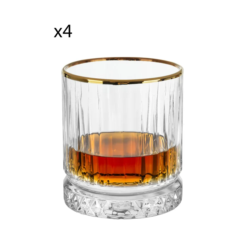 سيمبلي كيتشن Set Of 4 Cocktail Tumblers 355 Ml Elysia Golden Touch Transparent And Gold