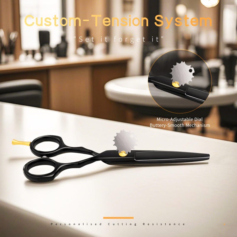 Purple Dragon 5.5 inch Hair Cutting Scissors Set with Razor, Leather Scissors Case, Barber Hair Cutting Shears Hair Thinning/Texturizing Shears for Professional Hairdresser or Home Use (Black) - Image 5