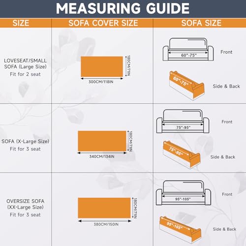 VC Life VClife Flower Couch Cover for Sectional Sofa Washable Sofa Cover, Modern Peach Blue Flower Sofa Couch Cover Breathable Anti-Slip Cotton Linen Sofa Slipcover with Tassel Aesthetic Sofa Cover 71"x118" - Image 3
