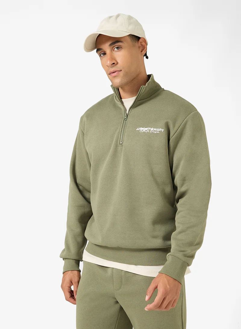 Half Zip Detailed Sweatshirt