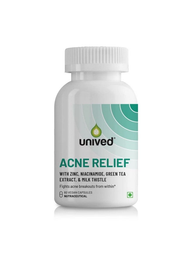 Unived Acne Relief | Acne Supplement Formulated to combat Acne from within | Zinc, Niacinamide, Green Tea, & Milk Thistle | 60 Vegan Caps, One Month Supply - Image 1