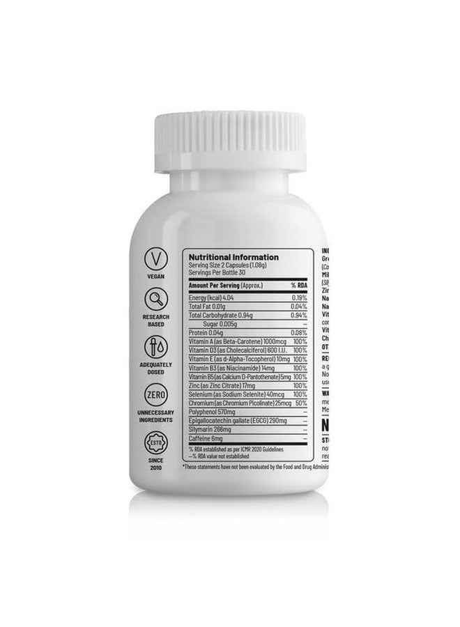 Unived Acne Relief | Acne Supplement Formulated to combat Acne from within | Zinc, Niacinamide, Green Tea, & Milk Thistle | 60 Vegan Caps, One Month Supply - Image 2