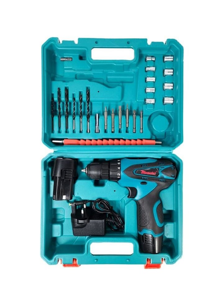 Masaki - MASAKI Wireless Electric Screwdriver Cordless Drill Machine 2 Batteries 12V 1.5Ah 1300rpm 10mm JL330 - Image 1