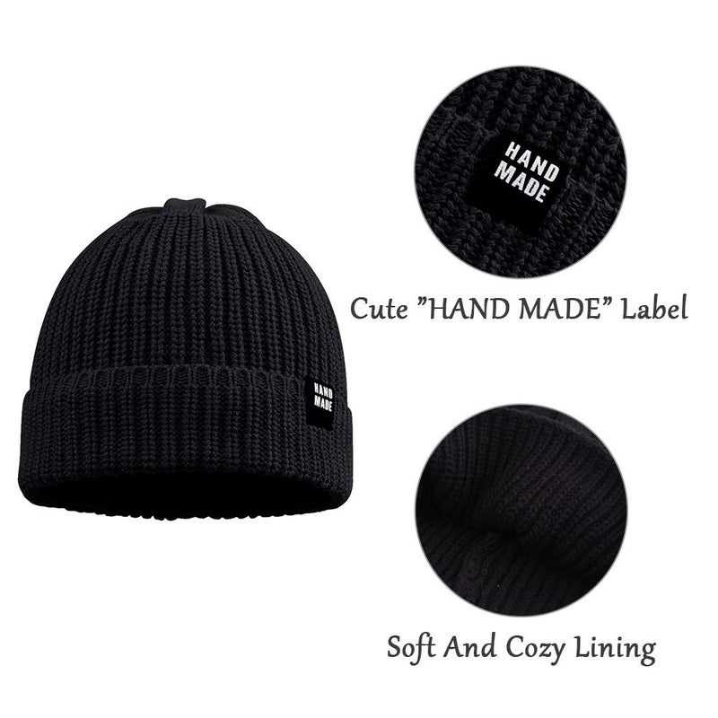 JANGANNSA Simple Knitted Baby Beanie Hip-Hop Boys Winter Hat Toddler Kids Bonnet for Girls 0-5Y (Black, S) - Image 5
