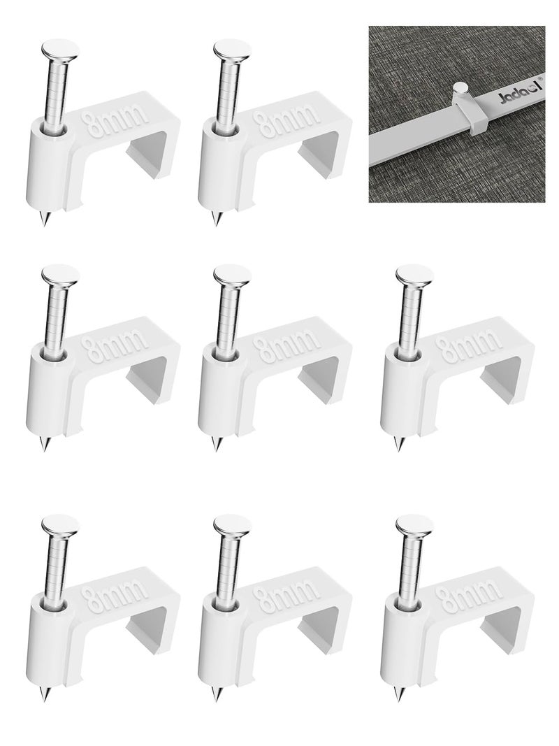 Jadaol Cable Clips 200Pcs 8mm Nail in Clips for Flat Ethernet Cables Wall Clips Cable Tacks Electrical Wire TV Cable Speaker Wire Coax Clips Cable Nails for Cords Cat5Cat5eCat6Cat7 RJ45 Cord Clips