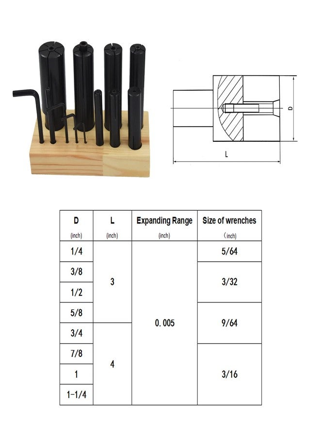 findmall 8Pcs Expanding Arbors Set Mandrels 1/4 Inch to 1-1/4 Inch High Accuracy Ring Mandrel Lathe Milling - Image 2