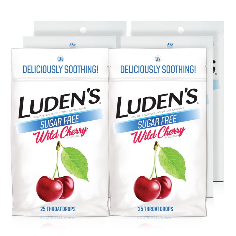 Ludens Sugar Free Wild Cherry Throat Drops Sore Throat Relief 25 Count 6 Pack
