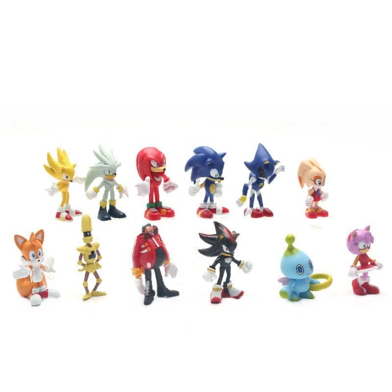 Sonic Cartoon Figurines 4-5cm Vibrant Dynamic PVC Models - Lightweight 103g Collectible Dolls for Sonic Birthday Cake Decoration, Desktop Decor, Anime Lovers And Children - Image 1