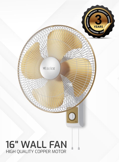 16" Wall Fan High Performance Fan with 3-Speed Controls, 4 Leaf Blades and 2 Pull String Cords, High Quality Copper Motor for High Speed Wind 70 W  (3 Years Warranty)