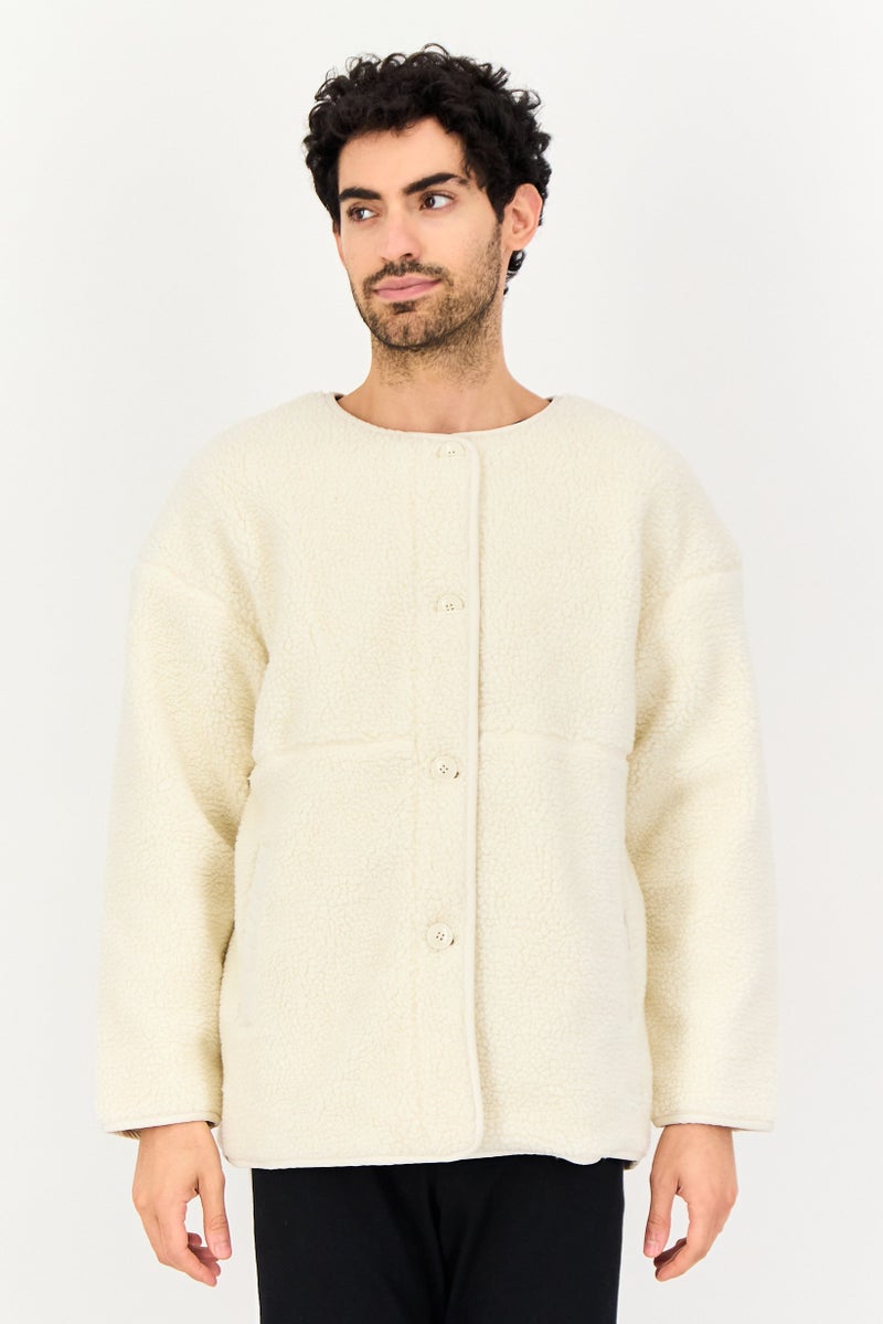 Reebok Men Sportswear Fit Reversible Outdoor Jacket, Cream - Image 1