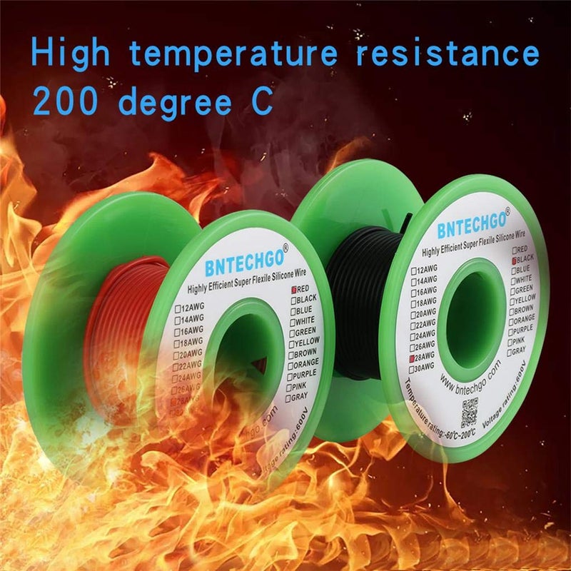 BNTECHGO BNTECHGO 28 Gauge Silicone Wire Spool red 50ft and Black 50ft Flexible 28 AWG Stranded Tinned Copper Wire  - Image 5