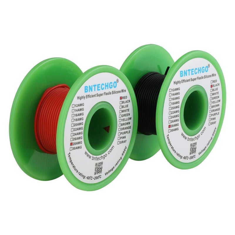 BNTECHGO BNTECHGO 28 Gauge Silicone Wire Spool red 50ft and Black 50ft Flexible 28 AWG Stranded Tinned Copper Wire  - Image 2