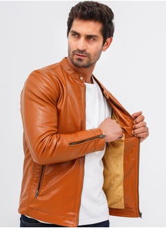clever Turkish Leather Jacket Lined From Inside With Fur  - Image 1