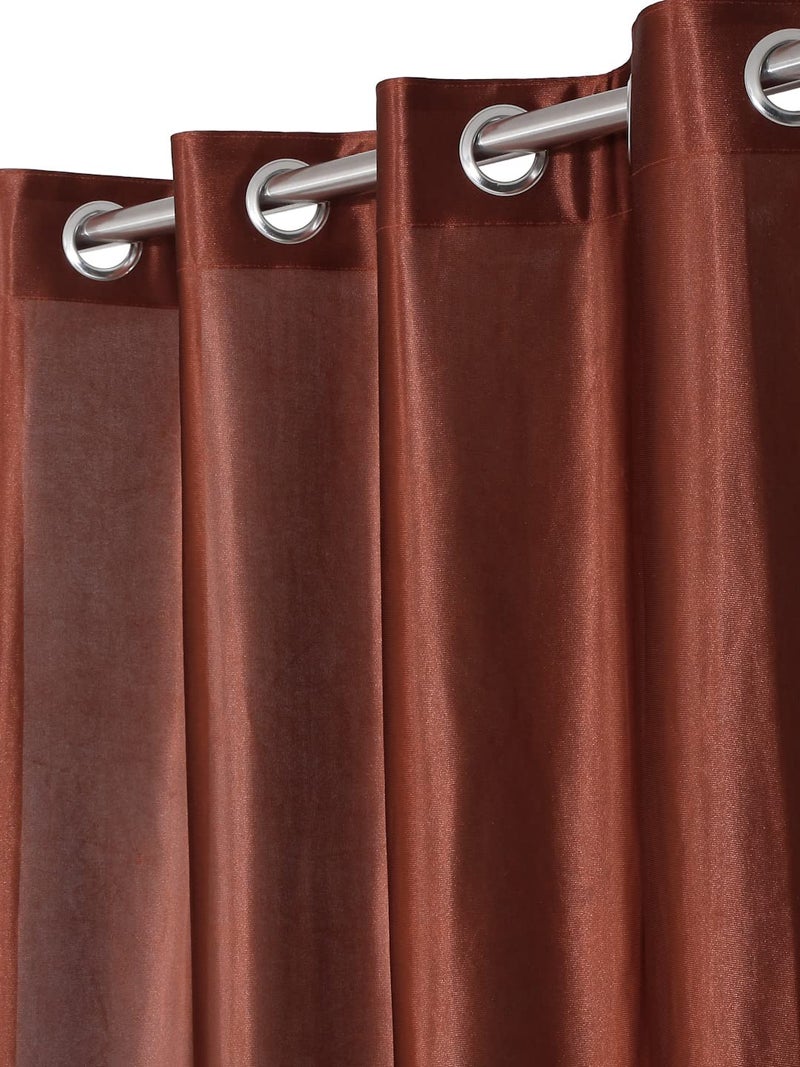 Fashion String 3 Piece Floral Blossoms Eyelet Polyester Door Curtains 7 Feet Brown - Image 2