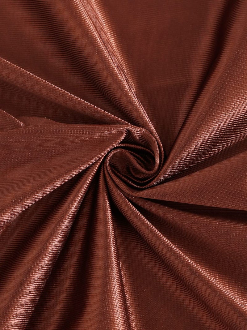 Fashion String 3 Piece Floral Blossoms Eyelet Polyester Door Curtains 7 Feet Brown - Image 5