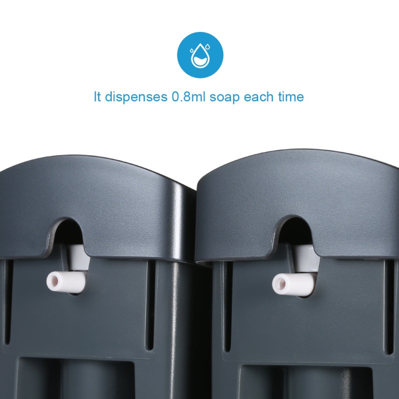 Wall Mounted Soap Dispenser: 300ml Capacity, 0.8ml Per Dispense - Manual Double-Head, Refillable & Easy To Clean, Clear Window Soap Dispenser for Hotel, Office, Home Bathroom - Image 2