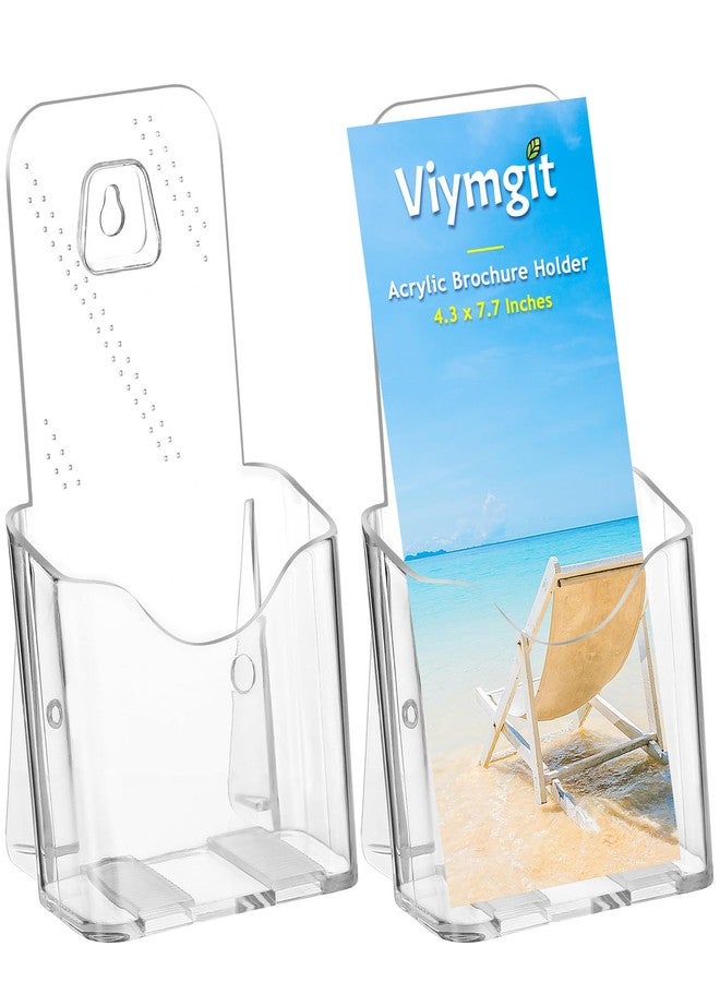 حامل كتيبات Viymgit، عبوة من قطعتين، حامل عرض كتيبات أكريليك 4 بوصات، يُثبت على الحائط/سطح الطاولة، حامل بطاقات ثلاثي الطيات من البلاستيك الشفاف لتنظيم النشرات والمنشورات والوثائق والمطبوعات - Image 1