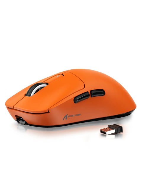 ATTACK SHARK X3 Lightweight Wireless Gaming Mouse with Tri-Mode 2.4G/USB-C Wired/Bluetooth,Up to 26K DPI, PAW3395 Optical Sensor,Kailh GM8.0 Switch,5 programmable Buttons for PC/Win/Mac(Orange)