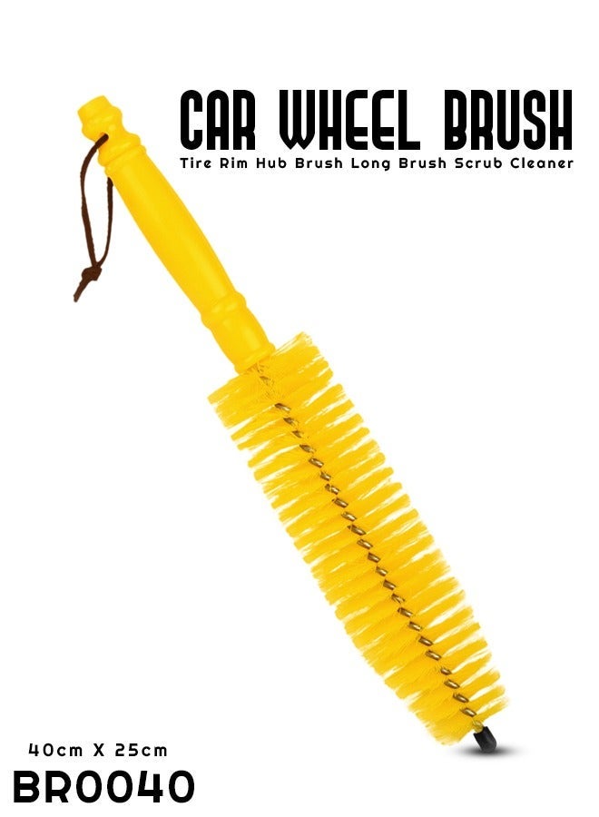 Long Car Wheel Brush 40cm Soft Bristle Rim & Tire Cleaner, Scratch-Free Alloy Wheel Cleaning Brush with Rubber Tip & Hanging Loop for Cars, SUVs & Motorcycles - Image 1