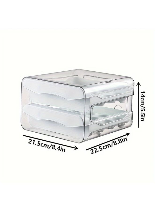 White Double Layer Egg Storage Box for Kitchen Refrigerator Drawer Food Grade - Image 2