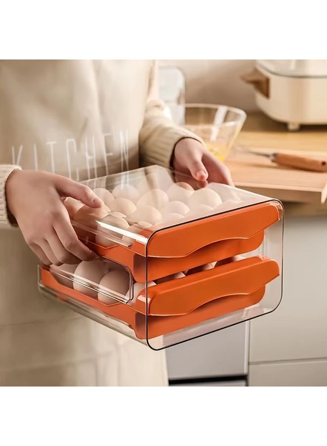 White Double Layer Egg Storage Box for Kitchen Refrigerator Drawer Food Grade - Image 4