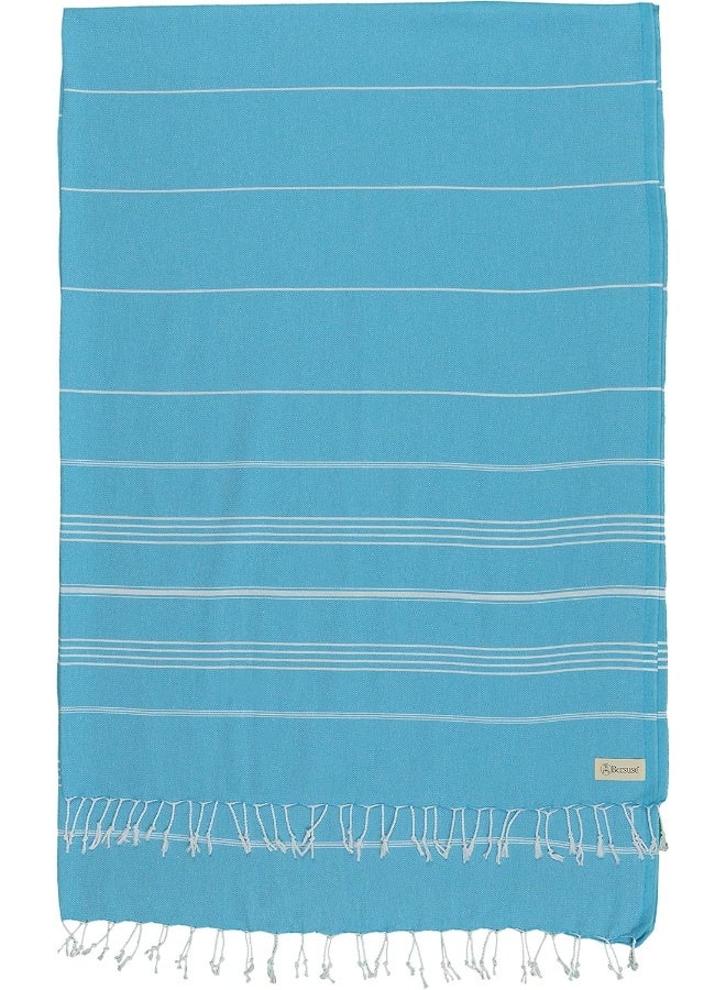 Bersuse Towels Anatolia XL Beach Blanket Throw Blanket Turkish Towel 100% Cotton Extra-Large Quick-Dry Lightweight Premium Peshtemal Towel - 61x82 Inches, Turquoise - Image 2