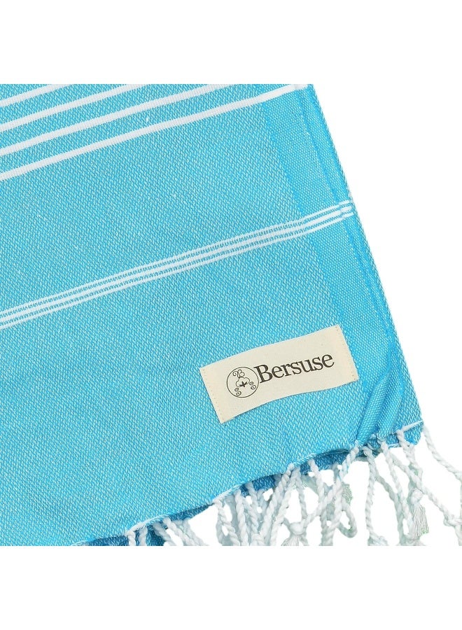 Bersuse Towels Anatolia XL Beach Blanket Throw Blanket Turkish Towel 100% Cotton Extra-Large Quick-Dry Lightweight Premium Peshtemal Towel - 61x82 Inches, Turquoise - Image 5