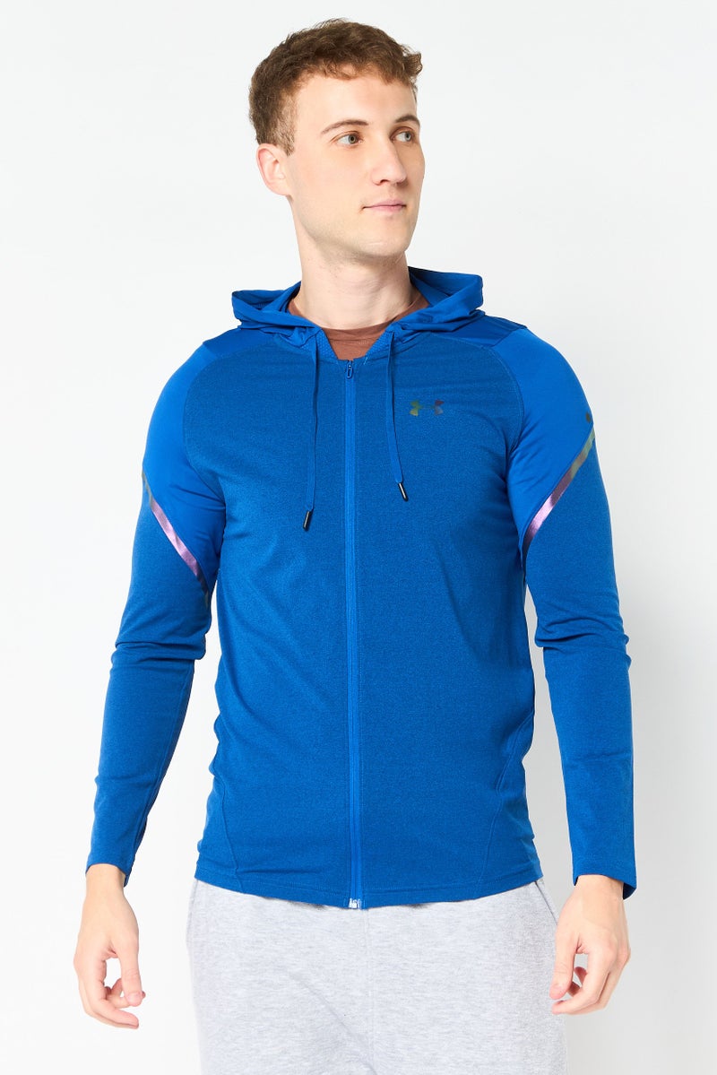 UNDER ARMOUR Men Fitted Fit Long Sleeve Running Full Zip Hoodie, Blue - Image 1