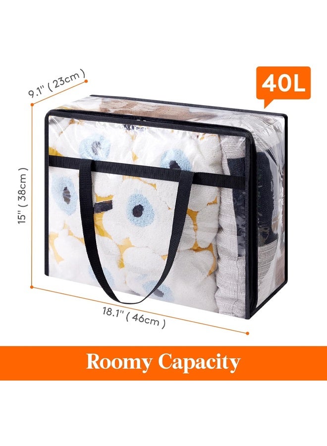 DUNISO 4 Pcs Clear Clothes Storage Bags, 40L Plastic Blanket Storage Bags, Foldable Moving Bags with Zipper, Waterproof and Dustproof, Sturdy and Durable，for Bedding, Duvet, Comforter，Pillow，Toys，46*23*38cm - Image 4