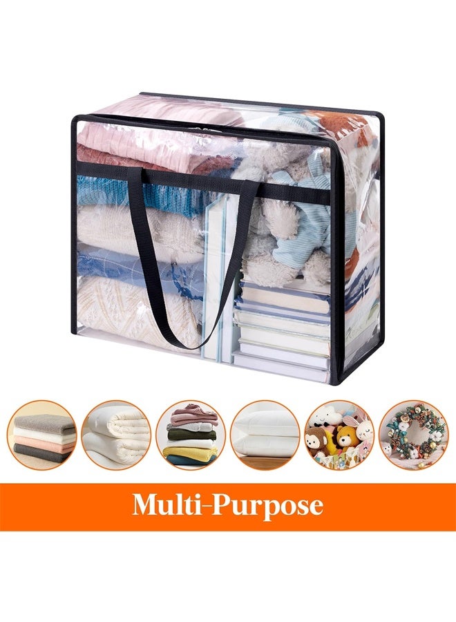 DUNISO 4 Pcs Clear Clothes Storage Bags, 40L Plastic Blanket Storage Bags, Foldable Moving Bags with Zipper, Waterproof and Dustproof, Sturdy and Durable，for Bedding, Duvet, Comforter，Pillow，Toys，46*23*38cm - Image 5
