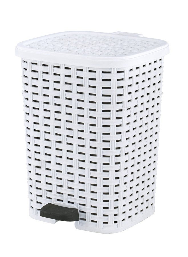 Superio (White) - 6.2l. Rattan Style Slim Trash Can - Image 1