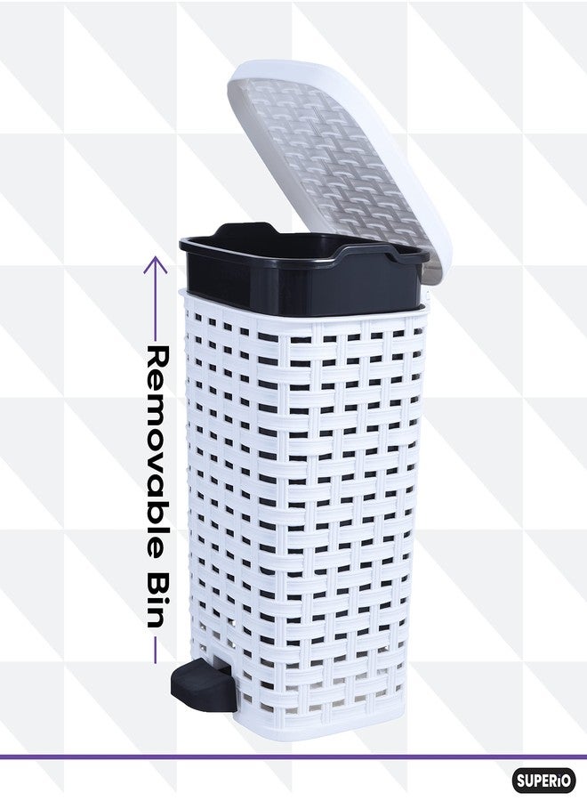 Superio (White) - 6.2l. Rattan Style Slim Trash Can - Image 3