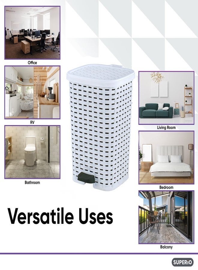 Superio (White) - 6.2l. Rattan Style Slim Trash Can - Image 5