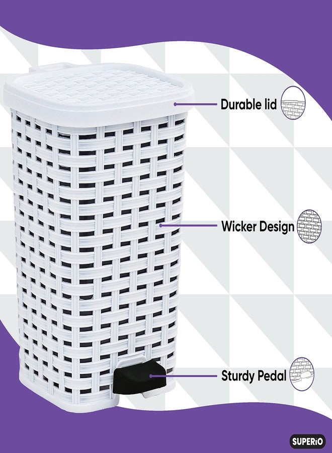 Superio (White) - 6.2l. Rattan Style Slim Trash Can - Image 4