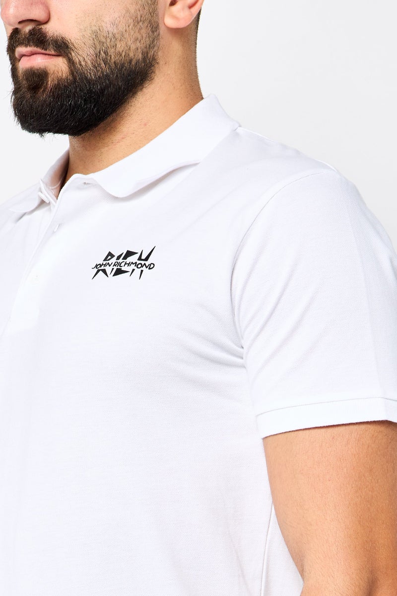JOHN RICHMOND Men Regular Fit Brand Logo Short Sleeves Polo Shirt, White - Image 2
