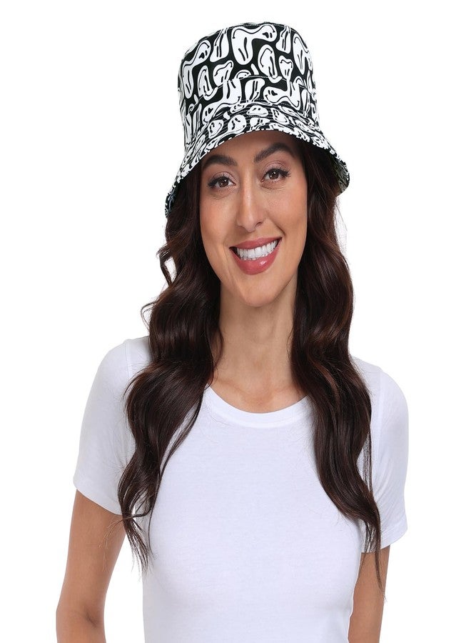 HDE Bucket Hat Unisex Print and Solid Beach Sun Hats Outdoor Packable Headwear Dripping Smiley - One Size - Image 2