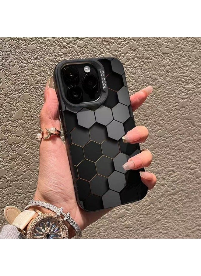 General - Three-dimensional honeycomb is suitable for iPhone 16ProMax/16Pro mobile phone case frosted anti-fall mobile phone protective cover - Image 1