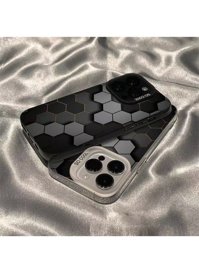 General - Three-dimensional honeycomb is suitable for iPhone 16ProMax/16Pro mobile phone case frosted anti-fall mobile phone protective cover - Image 1