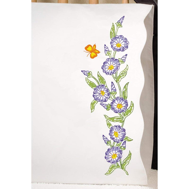 Tobin Stamped Pillowcases Morning Glories 20 x 30 Embroidery Kit T232088