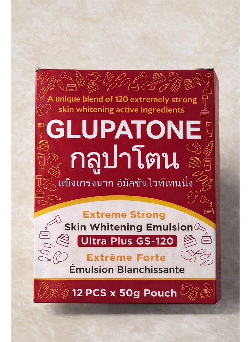 Glupatone Extreme Strong Skin Whitening Emulsion Ultra Plus GS-120 – 50g (Pack of 12 Pouches)