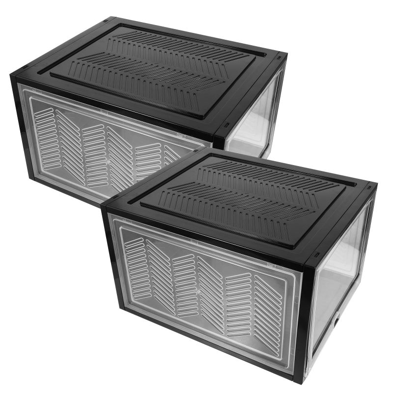 Stackable Shoe Boxes 2 Pack Thickened Flip Top Plastic Shoe Storage Containers with Clear Lid - Image 2