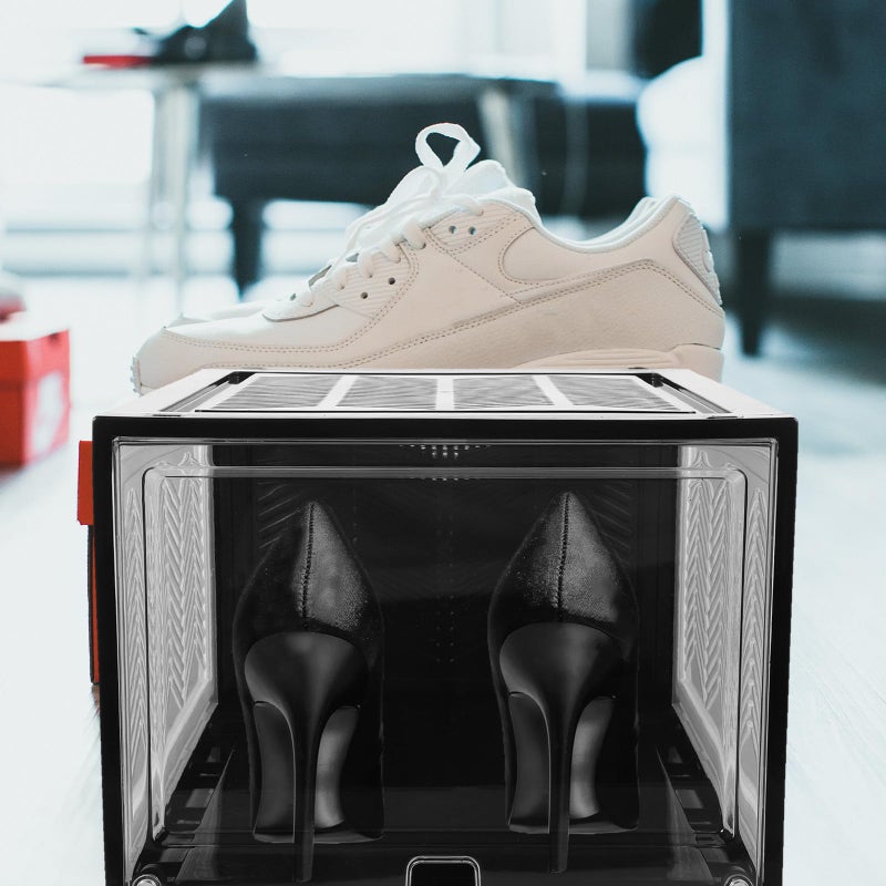 Stackable Shoe Boxes 2 Pack Thickened Flip Top Plastic Shoe Storage Containers with Clear Lid - Image 4