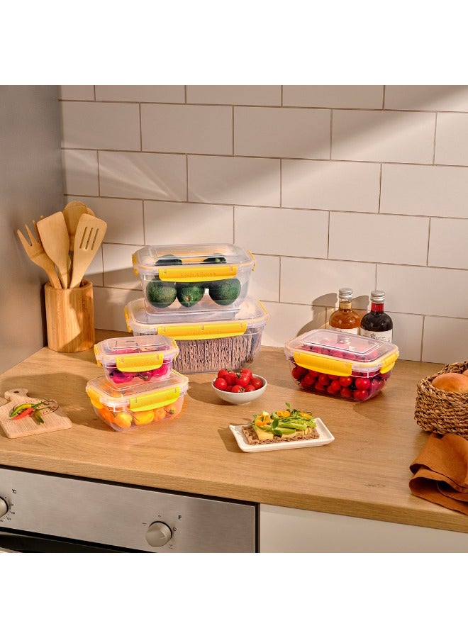 Dunya Plastik Dunia Fresh & Lock Yellow Rectangular 3-Piece Food Storage Refrigerator Container Set - With Airtight Lid - BPA-Free (400-800-1400) ML - Image 1