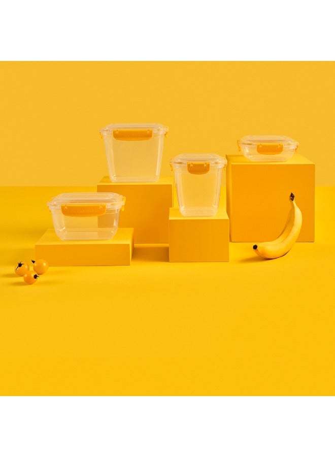 Dunya Plastik Dunia Fresh & Lock Yellow Rectangular 3-Piece Food Storage Refrigerator Container Set - With Airtight Lid - BPA-Free (400-800-1400) ML - Image 3