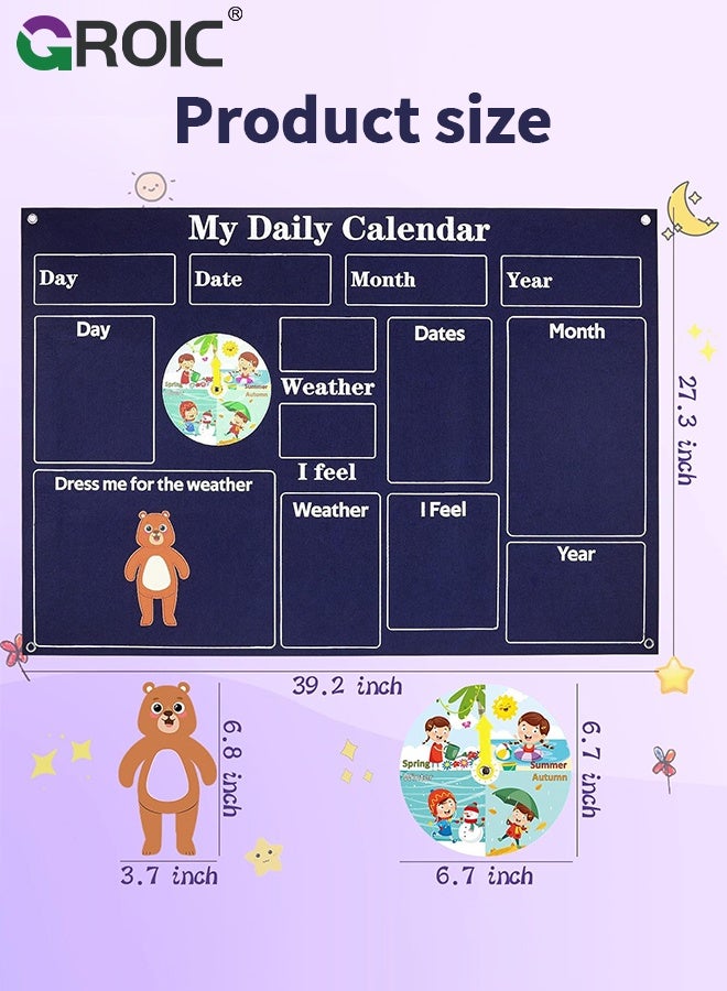 GROIC Daily Calendar Felt Board, Bear Theme Preschool Weather Season Learning Toy, Circle Time Learning Center Flannel Play Board for Home and Classroom Use, Emotion Activity Kit for Children - Image 2