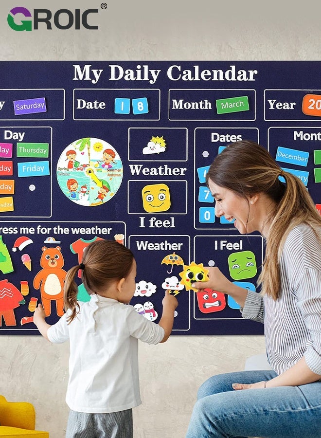 GROIC Daily Calendar Felt Board, Bear Theme Preschool Weather Season Learning Toy, Circle Time Learning Center Flannel Play Board for Home and Classroom Use, Emotion Activity Kit for Children - Image 5