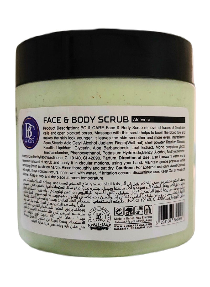 BC & CARE - Aloe Vera face & body scrub gently exfoliating and deep cleansing removes dead skin cells & improves skin complexion - Image 1