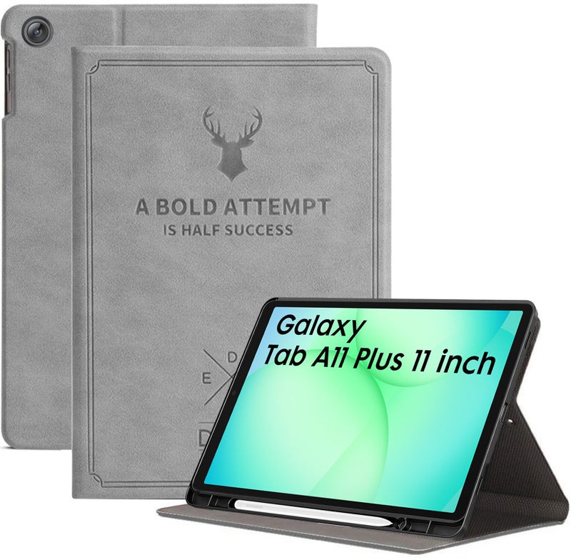 Robustrion Cover for Samsung Galaxy Tab A11 Plus Cover Case 11 inch, Deer Cover Case for Samsung Galaxy Tab A11 Plus Cover/Tab A11+ Tablet Cover with Pencil Holder - Grey - Image 1